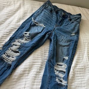 High-waisted distressed American Eagle jeans